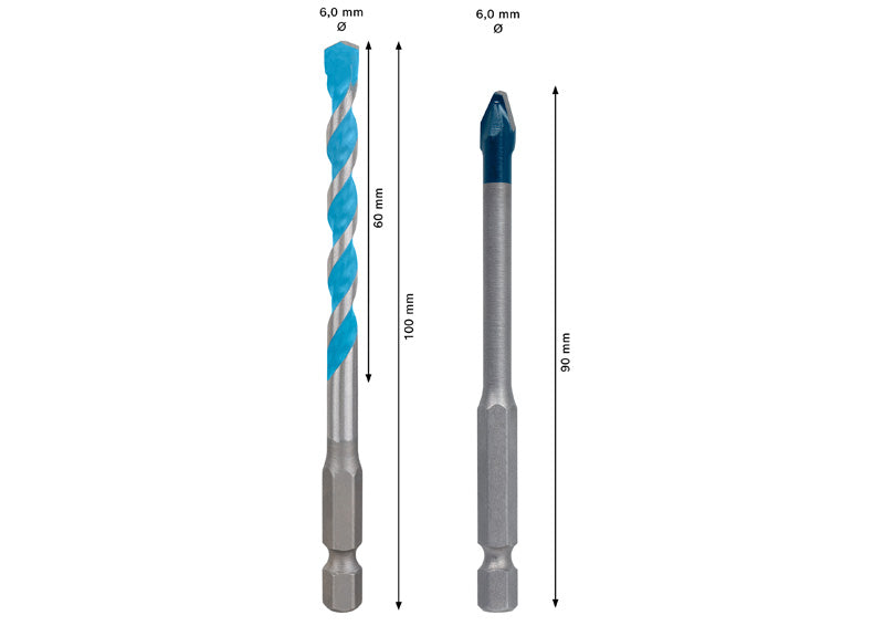 EXPERT HEX-9 Hard Ceramic + HEX-9 Multi Construction Bohrer, 6 mm