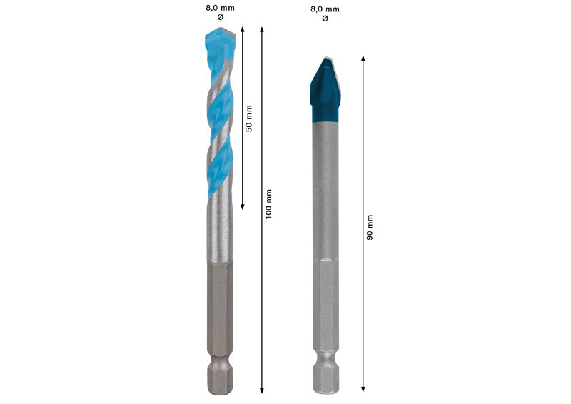 EXPERT HEX-9 Hard Ceramic + HEX-9 Multi Construction Bohrer, 8 mm