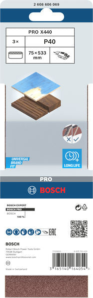 PRO X440 Schleifband, 75 x 533 mm, 40, 3-tlg.