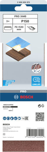 PRO X440 Schleifband, 75 x 533 mm, 150, 3-tlg.