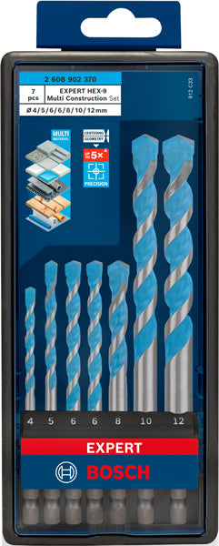 EXPERT HEX-9 Multi Construction Bohrer-Set, 4/5/6/8/10/12 mm, 7-tlg.