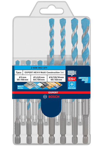 EXPERT HEX-9 Multi Construction Bohrer-Set, 5/5,5/6/7/8/10 mm, 7-tlg.