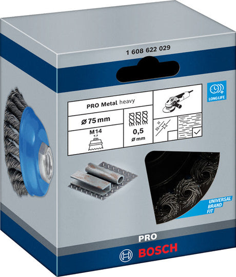 PRO Metal heavy Topfbürste, 75 x 0,5 mm, Gewinde