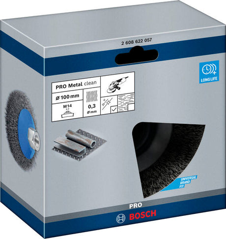 PRO Metal clean Kegelbürste, 100 x 0,3 mm, Gewinde