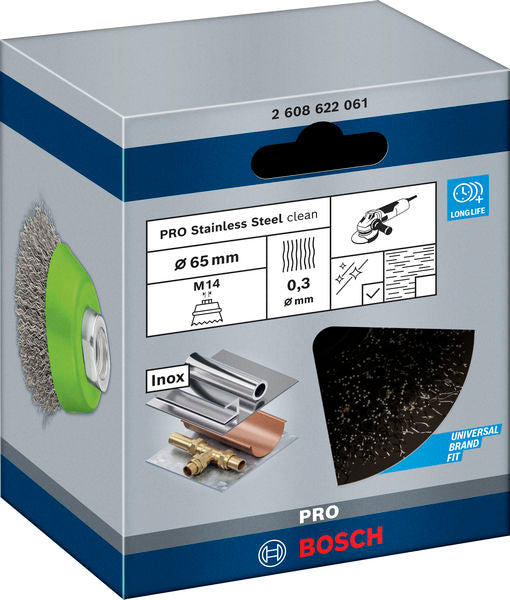 PRO Stainless Steel clean Topfbürste, 65 x 0,3 mm, Gewinde