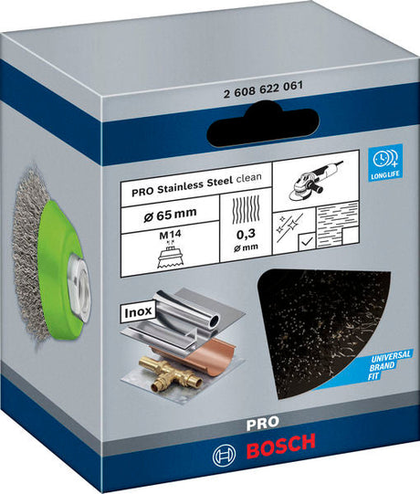 PRO Stainless Steel clean Topfbürste, 65 x 0,3 mm, Gewinde