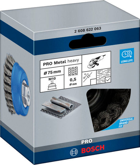 PRO Metal heavy Topfbürste, 75 x 0,5 mm, Gewinde