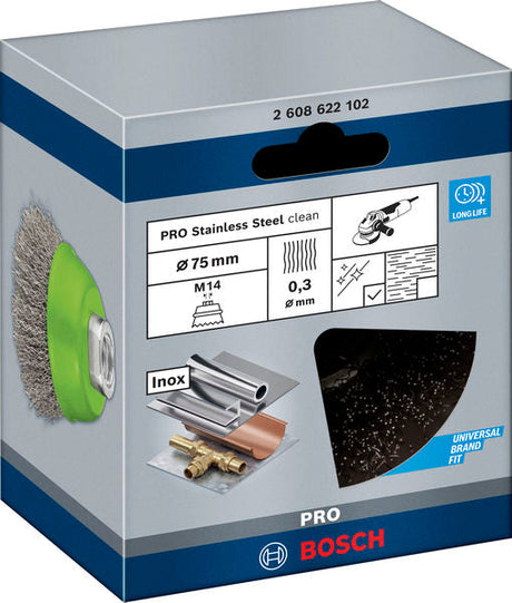 PRO Stainless Steel clean Topfbürste, 75 x 0,3 mm, Gewinde