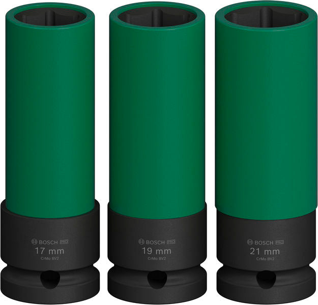 PRO Impact Steckschlüssel-Set mit PET-Abdeckungen, 1/2", extra tief, 3-tlg