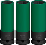PRO Impact Steckschlüssel-Set mit PET-Abdeckungen, 1/2", extra tief, 3-tlg