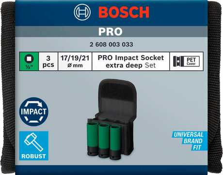 PRO Impact Steckschlüssel-Set mit PET-Abdeckungen, 1/2", extra tief, 3-tlg