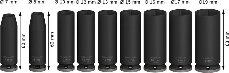 PRO Impact Steckschlüsselsatz Set, 3/8", tief, 9?tlg.