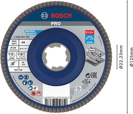 PRO X571 X-Lock Fächerschleifscheibe, 125 mm, G40, gewinkelt, Plastik