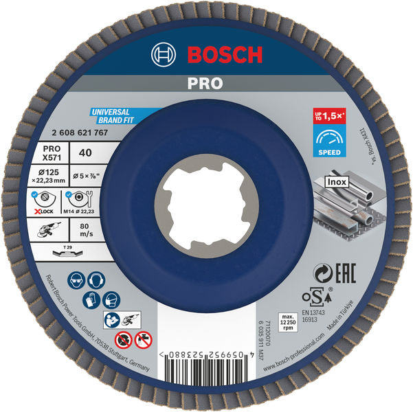 PRO X571 X-Lock Fächerschleifscheibe, 125 mm, G40, gewinkelt, Plastik