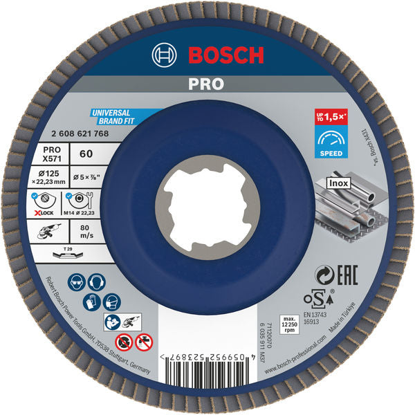 PRO X571 X-Lock Fächerschleifscheibe, 125 mm, G60, gewinkelt, Plastik