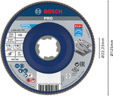 PRO X571 X-Lock Fächerschleifscheibe, 125 mm, G120, gewinkelt, Plastik