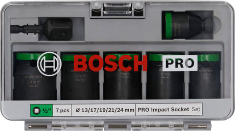PRO Impact Steckschlüsselsatz Set mit Adapter, 1/2 Zoll, Standard, 7?tlg.