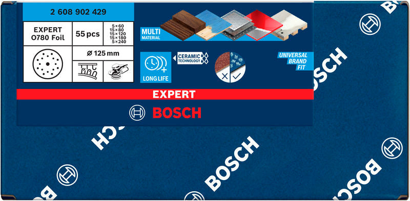 EXPERT O780 Foil Schleiffolie Set, 125 mm, G60/G80/G120/G180, G240, 55-tlg.