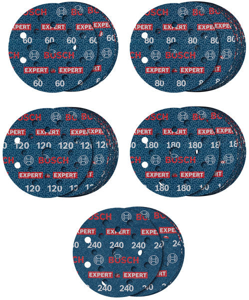 EXPERT O780 Foil Schleiffolie Set, 125 mm, G60/G80/G120/G180, G240, 55-tlg.