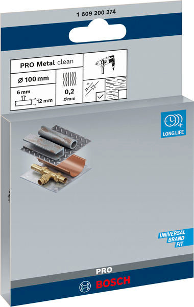PRO Metal clean Scheibenbürste, zylindrischer Schaft, 100 x 0,2 mm