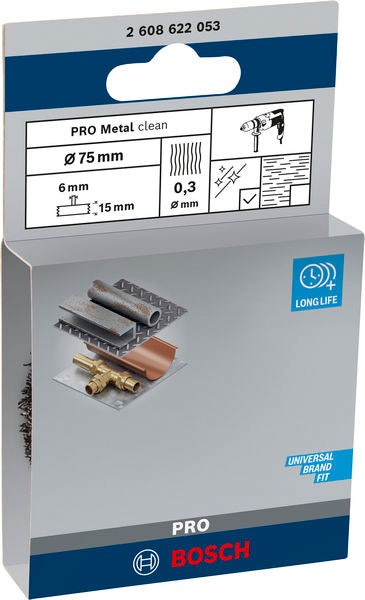 PRO Metal clean Scheibenbürste, gerader Schaft, 75 x 0,3 mm