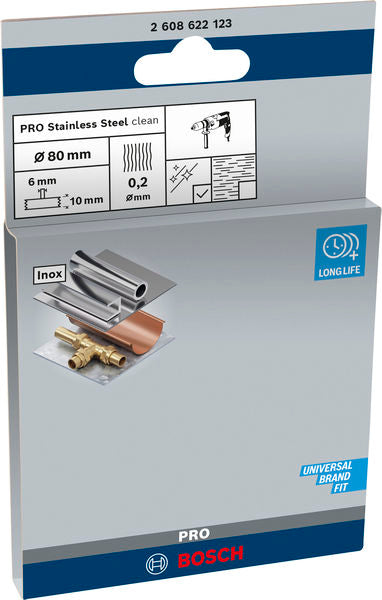 PRO Stainless Steel clean Scheibenbürste, gerader Schaft, 80 x 0,2 mm