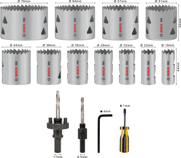 PRO Multi Material Lochsägen-Set, 19-76mm, 17-tlg.