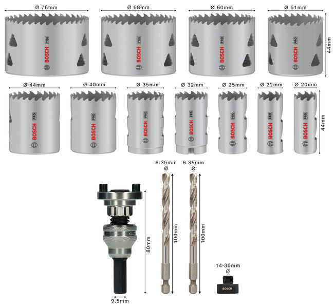 PRO Multi Material Lochsäge Q-Lock Halter-Set, 15-tlg.