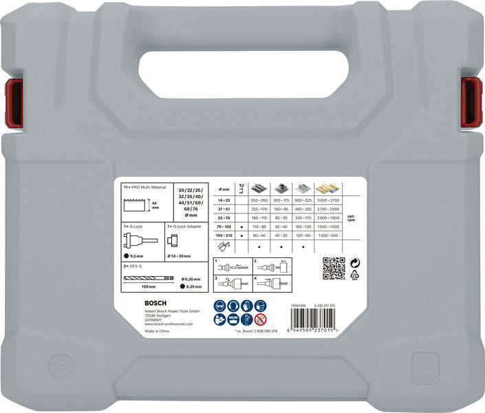 PRO Multi Material Lochsäge Q-Lock Halter-Set, 15-tlg.