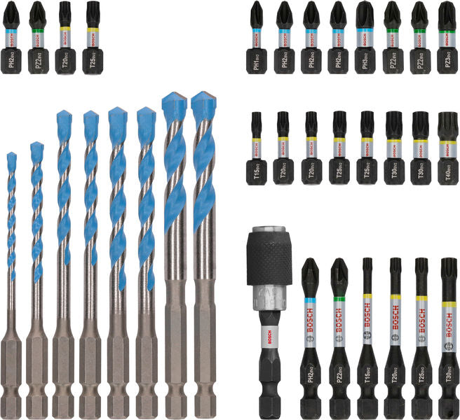 PRO Impact Schrauberbits und Multi Construction Bohrer Set, 35-tlg.