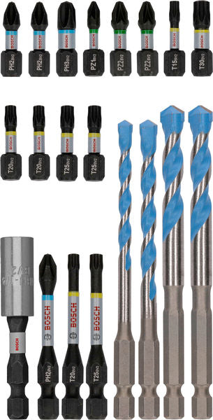 PRO Impact Schrauberbits und Multi Construction Bohrer Set, 20-tlg.