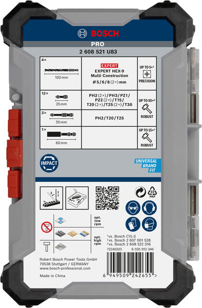 PRO Impact Schrauberbits und Multi Construction Bohrer Set, 20-tlg.
