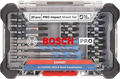PRO Impact Schrauberbits und Multi Construction Bohrer Set, 20-tlg.