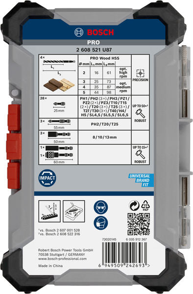 PRO Impact Schrauberbits und Holzbohrer Set, 40-tlg.