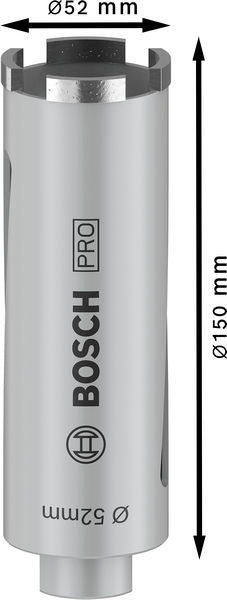 PRO Trockenbohrkrone, 52 x 150 mm, G 1/2 Zoll