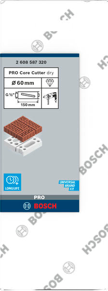 PRO Trockenbohrkrone, 60 x 150 mm, G 1/2 Zoll
