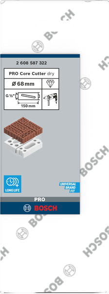 PRO Trockenbohrkrone, 68 x 150 mm, G 1/2 Zoll
