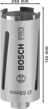 PRO Trockenbohrkrone, 68 x 150 mm, G 1/2 Zoll