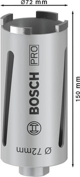 PRO Trockenbohrkrone, 72 x 150 mm, G 1/2 Zoll