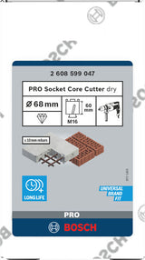 PRO Socket Trockenbohrkrone, 68 x 60 mm, M16-Gewinde