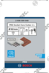 PRO Socket Trockenbohrkrone, 82 x 60 mm, M16-Gewinde