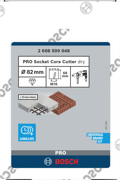 PRO Socket Trockenbohrkrone, 82 x 60 mm, M16-Gewinde