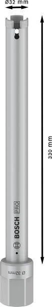 PRO Trockenbohrkrone, 32 x 330 mm, 1 1/4-Zoll UNC