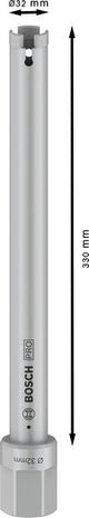 PRO Trockenbohrkrone, 32 x 330 mm, 1 1/4-Zoll UNC