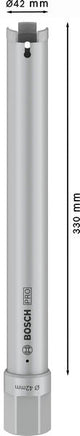 PRO Trockenbohrkrone, 42 x 330 mm, 1 1/4-Zoll UNC