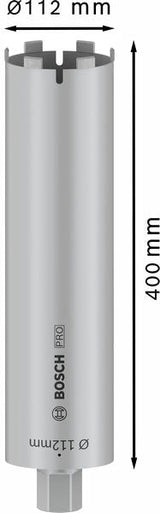 PRO Trockenbohrkrone, 112 x 400 mm, 1 1/4-Zoll UNC