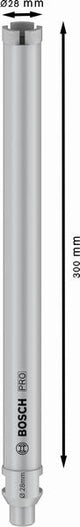 PRO Nassbohrkrone, 28 x 300 mm, G 1/2 Zoll