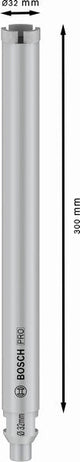PRO Nassbohrkrone, 32 x 300 mm, G 1/2 Zoll