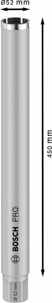 PRO Nassbohrkrone, 52 x 450 mm, G 1 1/4 Zoll UNC