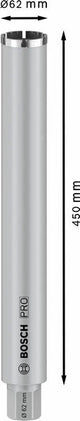 PRO Nassbohrkrone, 62 x 450 mm, G 1 1/4 Zoll UNC